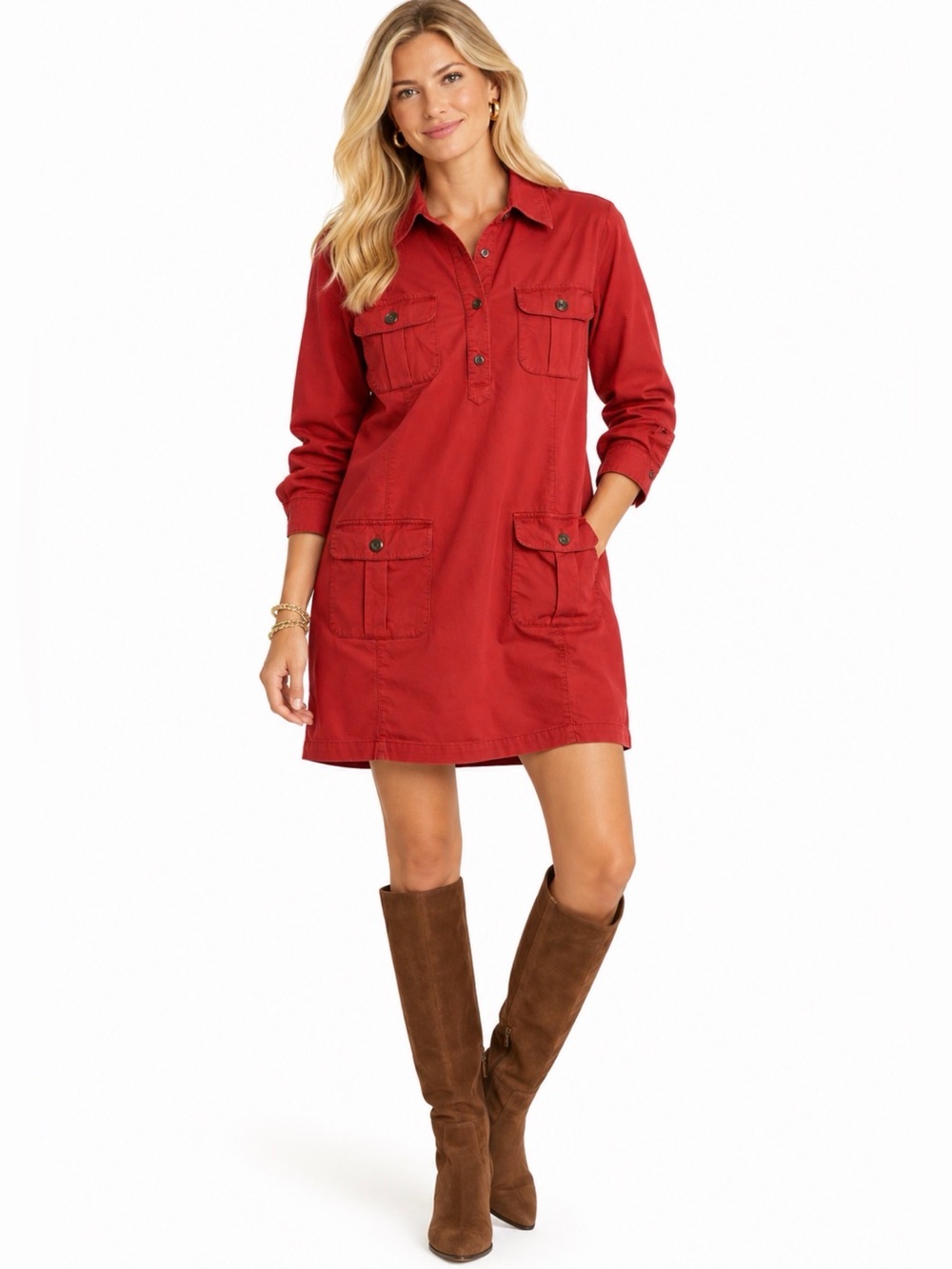Old Navy Burnt Orange Utility Shift Dress Size Large